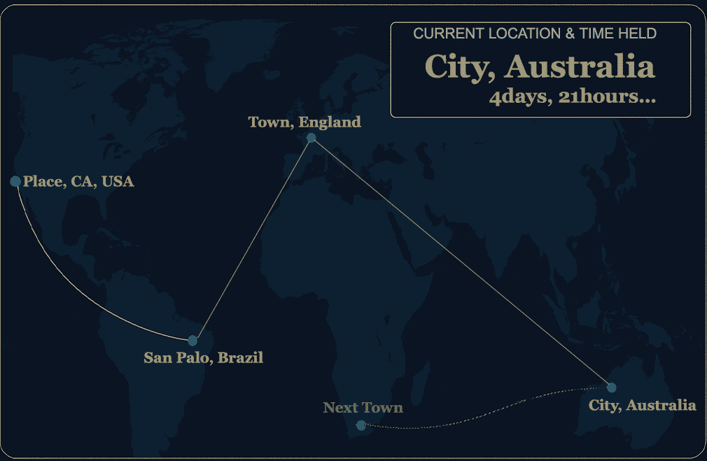 Map showing journey